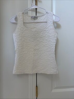 Anne Fontaine Cream Textured Sleeveless Tank